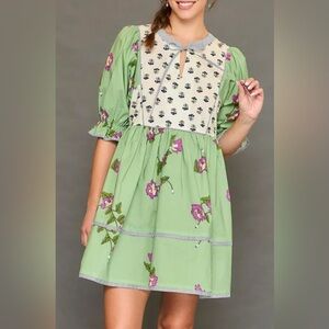 NWOT Umgee Floral Green Dress Size XL